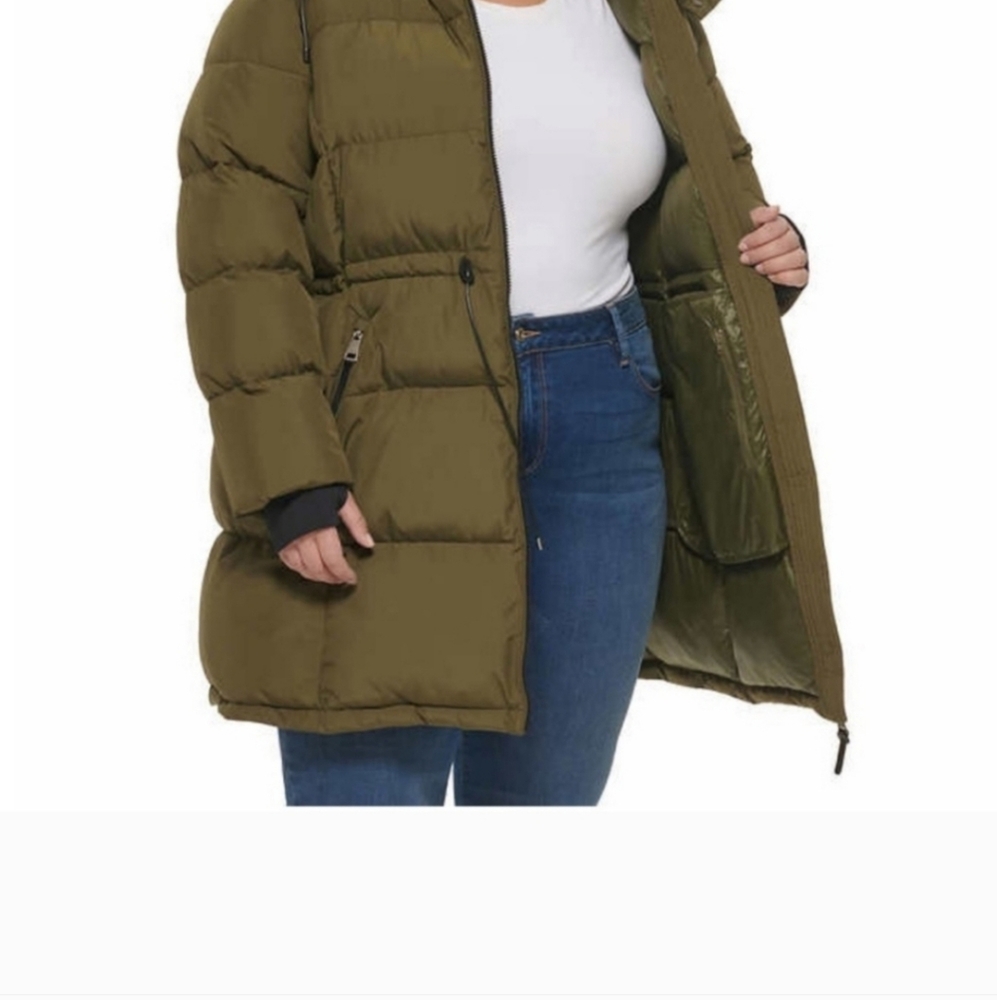 DKNY Ladies' Puffer Jacket ; green nwt - Picture 6 of 7